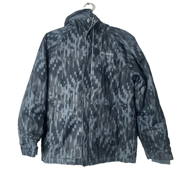 Columbia OMNI-HEAT Size L Boys Full Zip Hooded Pocket Insulated Jacket Grey Coat - Picture 1 of 11